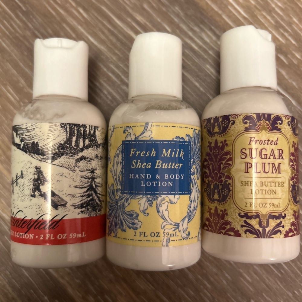 💙Greenwich Bay travel Lotion 3 pack - Winterfield, Fresh Milk Shea, & Sugar Plum